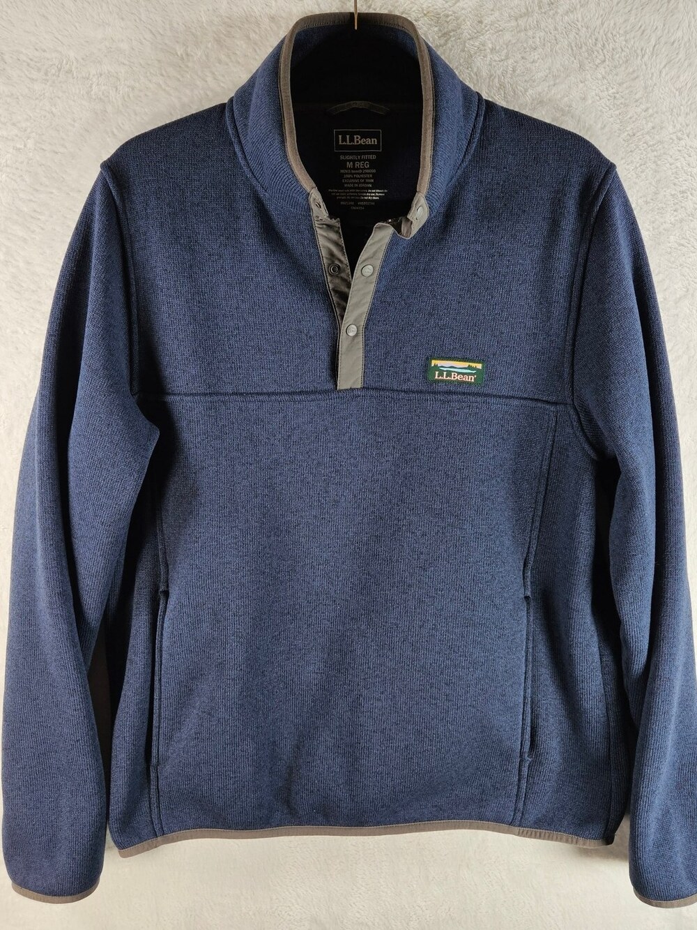 L.L. Bean Sweater Fleece Snap Pullover Heathered Blue Men's Size Medium